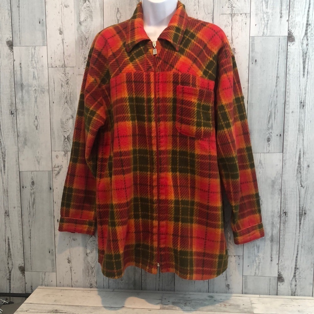 NY & Co Full Zipper Flannel Plaid Jacket Large